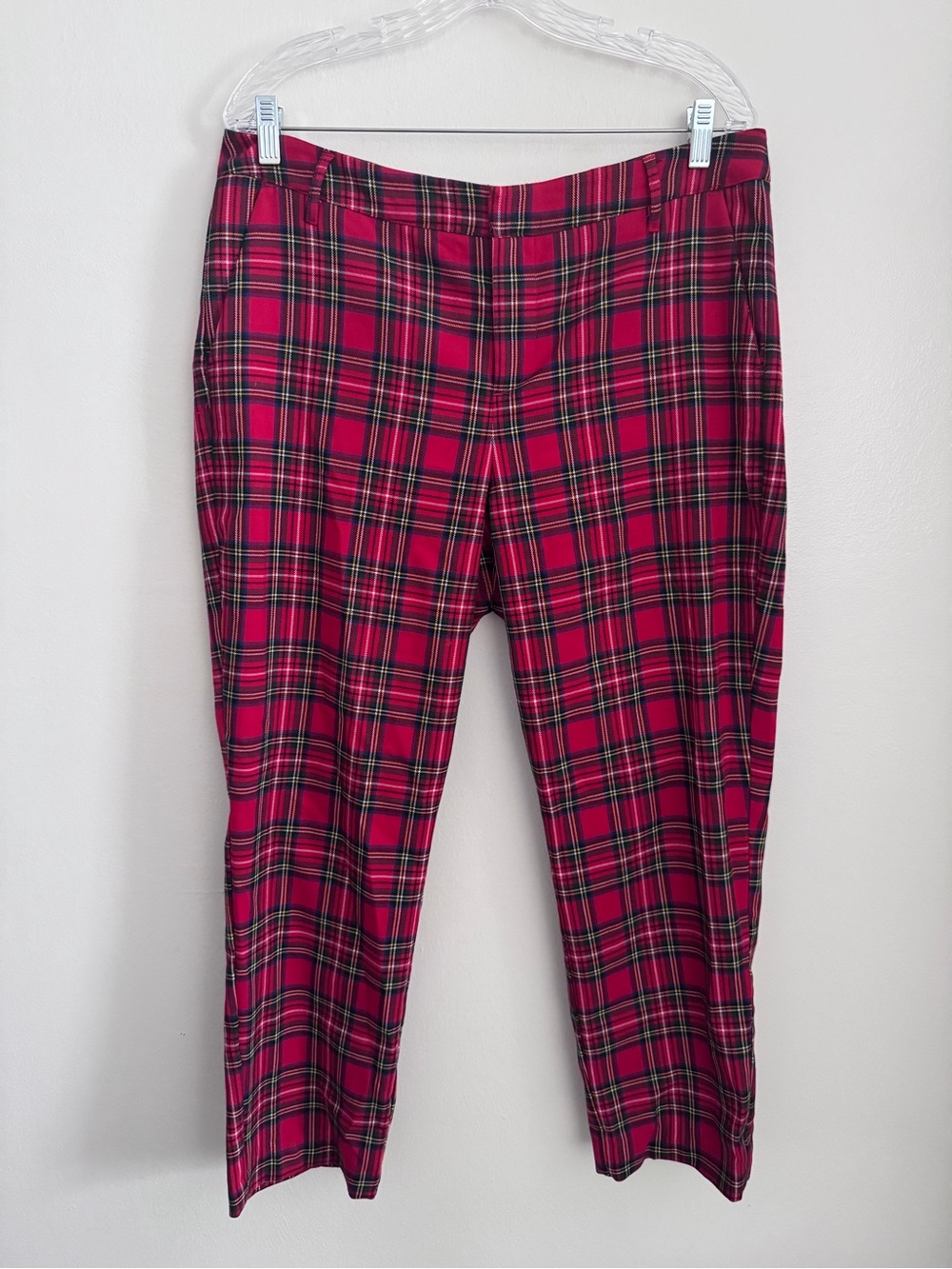 TOMMY HILFIGER Straight Leg Pants - Women's Size 12 - Holiday Red Tartan Plaid
